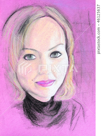 Portrait of a blonde on pink paper Portrait of a blonde on pink paper 46125637