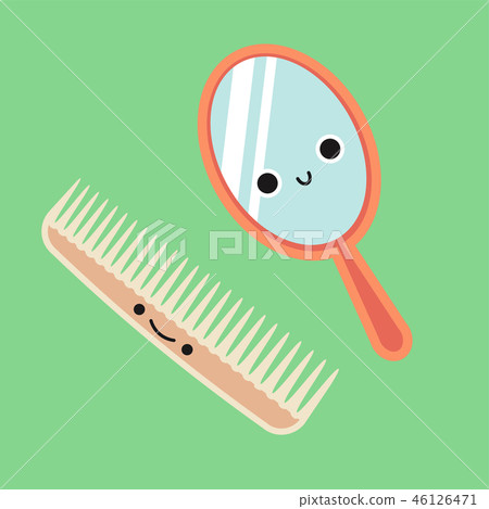 Smiling Cute Comb and Mirror, Habituate kid card. 46126471