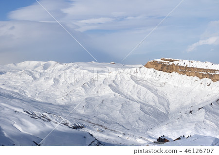 Snowy winter mountain and beautiful sky with cloud Snowy winter mountain and beautiful sky with cloud 46126707