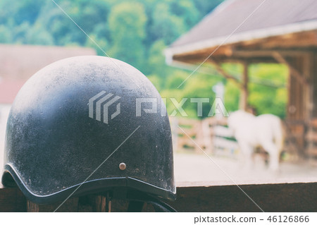 horse helmet waiting to be used 46126866