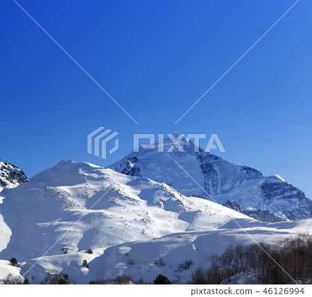 Snowy mountains with glacier and off-piste slope Snowy mountains with glacier and off-piste slope 46126994