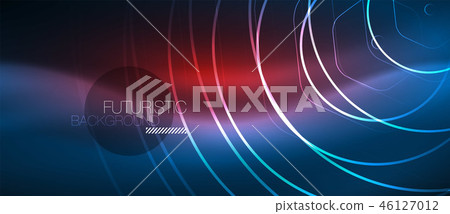 Neon glowing lines, magic energy space blue light concept, abstract background wallpaper design 46127012
