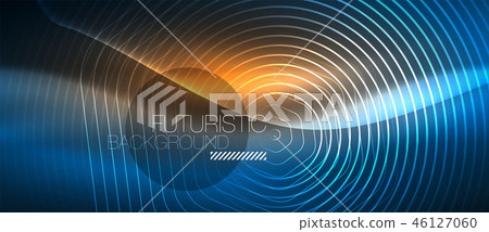 Neon glowing lines, magic energy space blue light concept, abstract background wallpaper design Neon glowing lines, magic energy space blue light concept, abstract background wallpaper design 46127060
