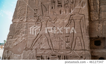 Temple of Medinet Habu. Egypt, Luxor. The Mortuary Temple of Ramesses III at Medinet Habu is an Temple of Medinet Habu. Egypt, Luxor. The Mortuary Temple of Ramesses III at Medinet Habu is an 46127347