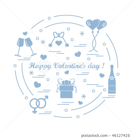 gifts, balloons, stemware, keys, gender symbols, gifts, balloons, stemware, keys, gender symbols, 46127428
