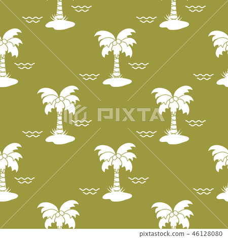 Seamless pattern with palm trees and waves - Stock Illustration ...