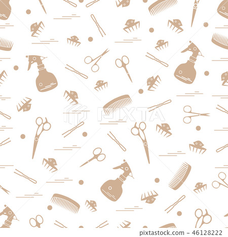 Cute pattern of scissors, combs, hairclip, Cute pattern of scissors, combs, hairclip, 46128222