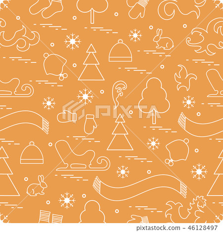 Seamless pattern with variety winter elements: 46128497