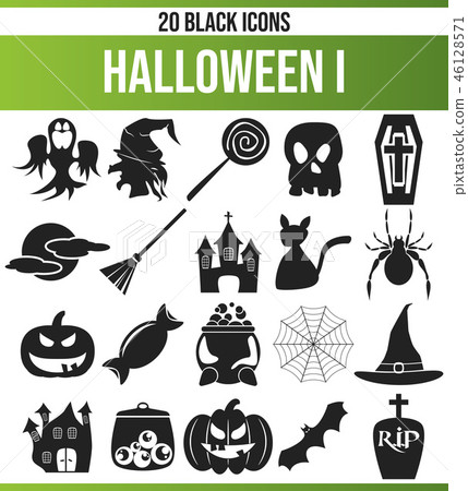 Black Icon Set Halloween I Black Icon Set Halloween I 46128571