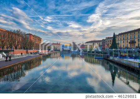 The Naviglio of the Darsena in Milan 46129881