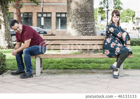 Arguing Couple Sitting Face Away From Each Other 46133133