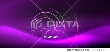Dark abstract background with glowing neon circles 46133935