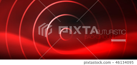 Dark abstract background with glowing neon circles 46134095