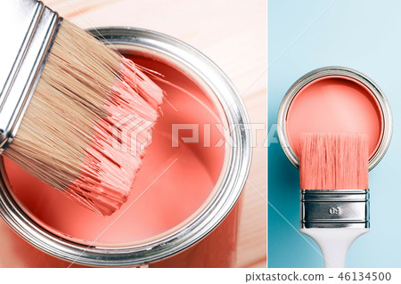 Creative collage in Living Coral color Creative collage in Living Coral color 46134500