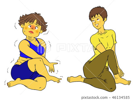 Yoga Fitness, Chubby Female and Male Instructor 46134585