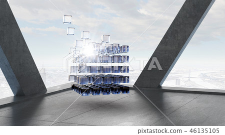 Cube figure in elegant interior 46135105