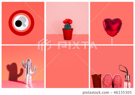Collage inspired by color of the year 2019 - Living Coral. Collage inspired by color of the year 2019 - Living Coral. 46135305