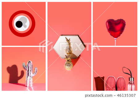Collage inspired by color of the year 2019 - Living Coral. Collage inspired by color of the year 2019 - Living Coral. 46135307