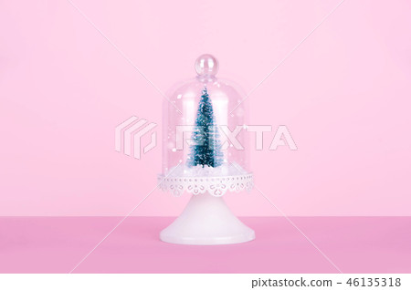 Creative Christmas design on pink pastel color background with Christmas tree. Creative Christmas design on pink pastel color background with Christmas tree. 46135318