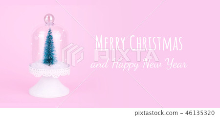 Creative Christmas design on pink pastel color background with Christmas tree. Creative Christmas design on pink pastel color background with Christmas tree. 46135320