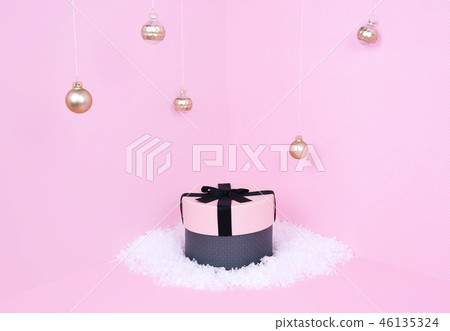 Pink gift box on pastel background. Pink gift box on pastel background. 46135324