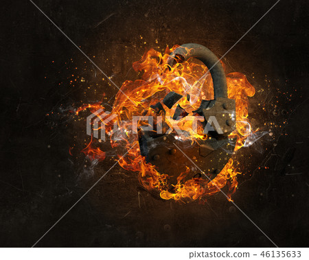 Lock burning in fire Lock burning in fire 46135633