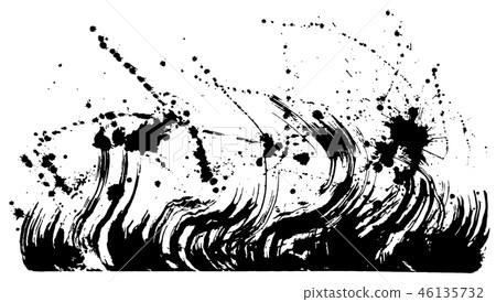 Calligraphy wave splashes writing brush illustration 46135732