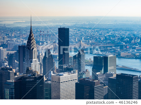 New York Morning sun-Manhattan skyscrapers 46136246