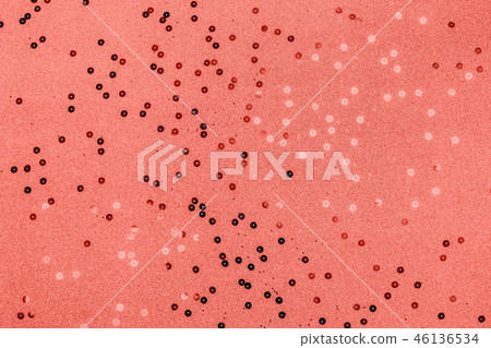 Holiday decoration concept in Living Coral color with metallic confetti. Holiday decoration concept in Living Coral color with metallic confetti. 46136534