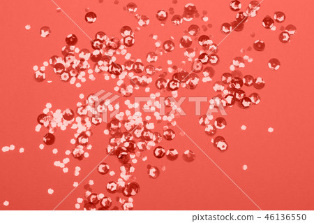 Holiday decoration concept in Living Coral color. Holiday decoration concept in Living Coral color. 46136550