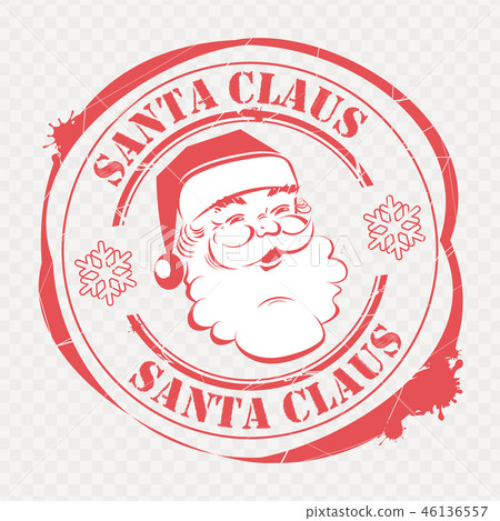 Christmas round print with an attractive Santa Claus with text and snowflakes. Christmas round print with an attractive Santa Claus with text and snowflakes. 46136557