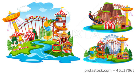 Set of isolated theme park - Stock Illustration [46137065] - PIXTA