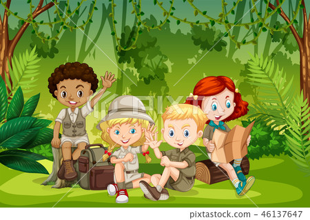 Camping kids in nature Camping kids in nature 46137647
