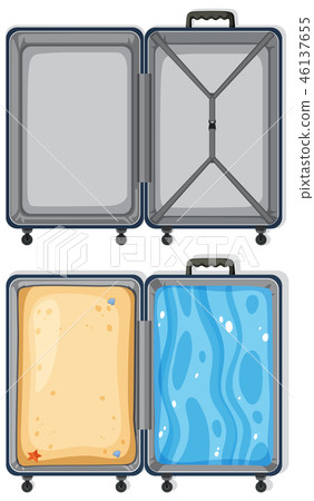Set of empty and filled luggage 46137655