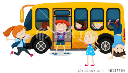 Children on a school bus Children on a school bus 46137664