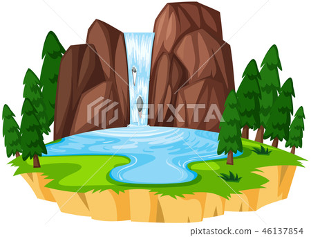 A beautiful waterfall landscape 46137854