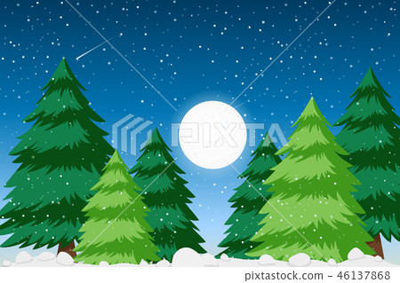Snow forest background scene Snow forest background scene 46137868