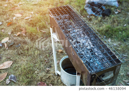 Close up charcoal stove with fire 46138094