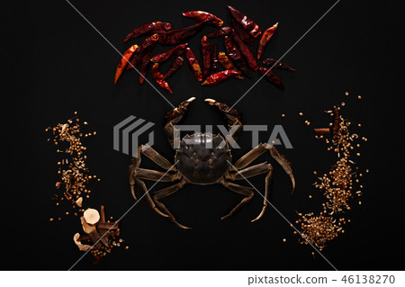 Raw Shanghai hairy crab or Chinese mitten crab Raw Shanghai hairy crab or Chinese mitten crab 46138270