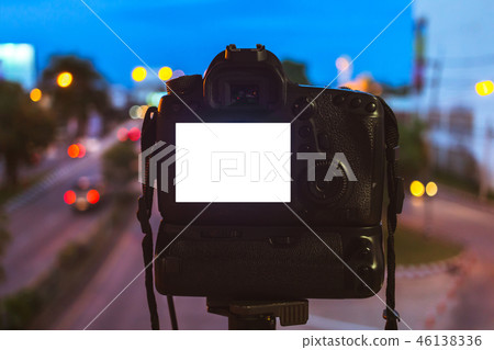 DSLR Camera capturing on colorful light abstract 46138336