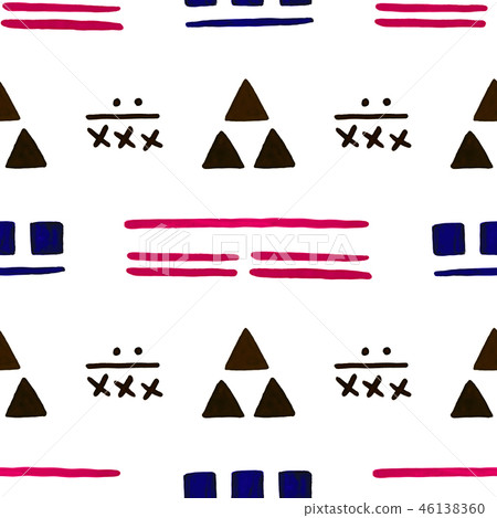 Hand painted abstract seamless pattern. Watercolor tribal geometric background. Hand painted abstract seamless pattern. Watercolor tribal geometric background. 46138360