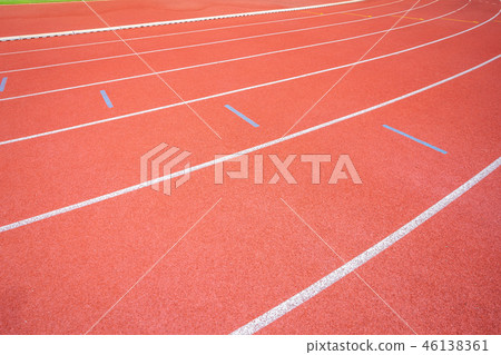 White lines of stadium and texture of running White lines of stadium and texture of running 46138361