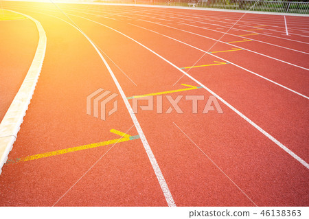 White lines of stadium and texture of running White lines of stadium and texture of running 46138363