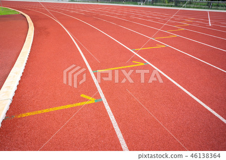 White lines of stadium and texture of running White lines of stadium and texture of running 46138364
