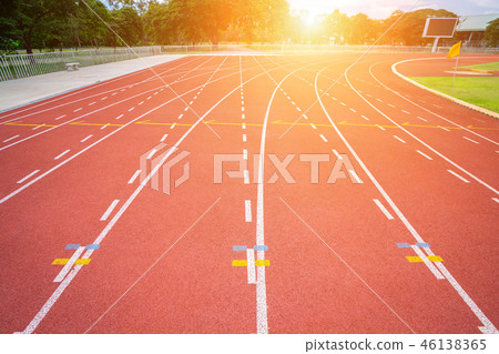 White lines of stadium and texture of running White lines of stadium and texture of running 46138365