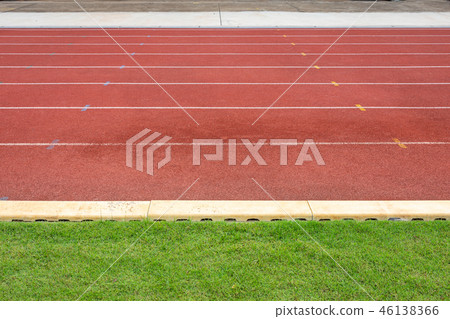 White lines of stadium and texture of running White lines of stadium and texture of running 46138366