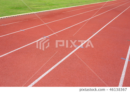 White lines of stadium and texture of running White lines of stadium and texture of running 46138367
