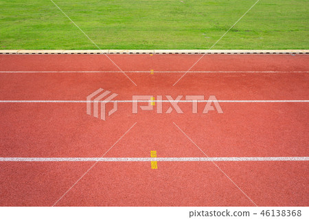 White lines of stadium and texture of running 46138368