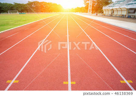 White lines of stadium and texture of running White lines of stadium and texture of running 46138369