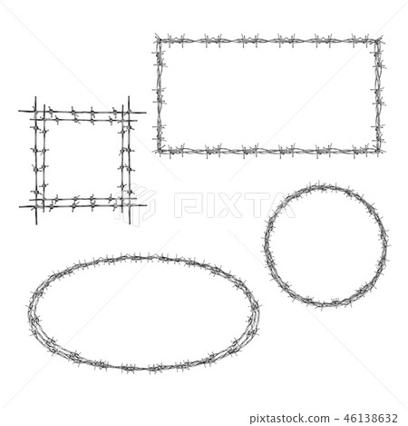 Barbed wire various frame realistic vector set - Stock Illustration ...